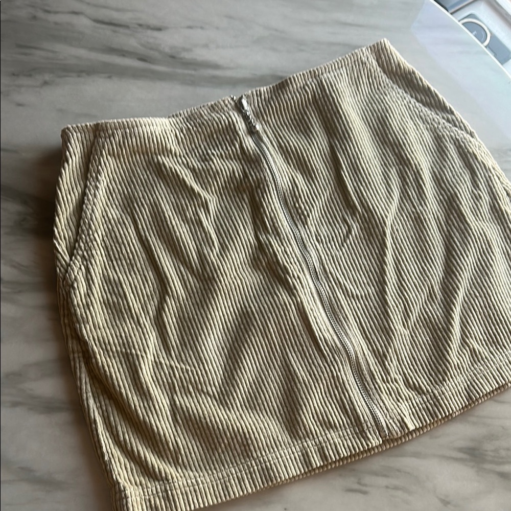 Obey Tan Ribbed Mini Pencil Skirt Casual